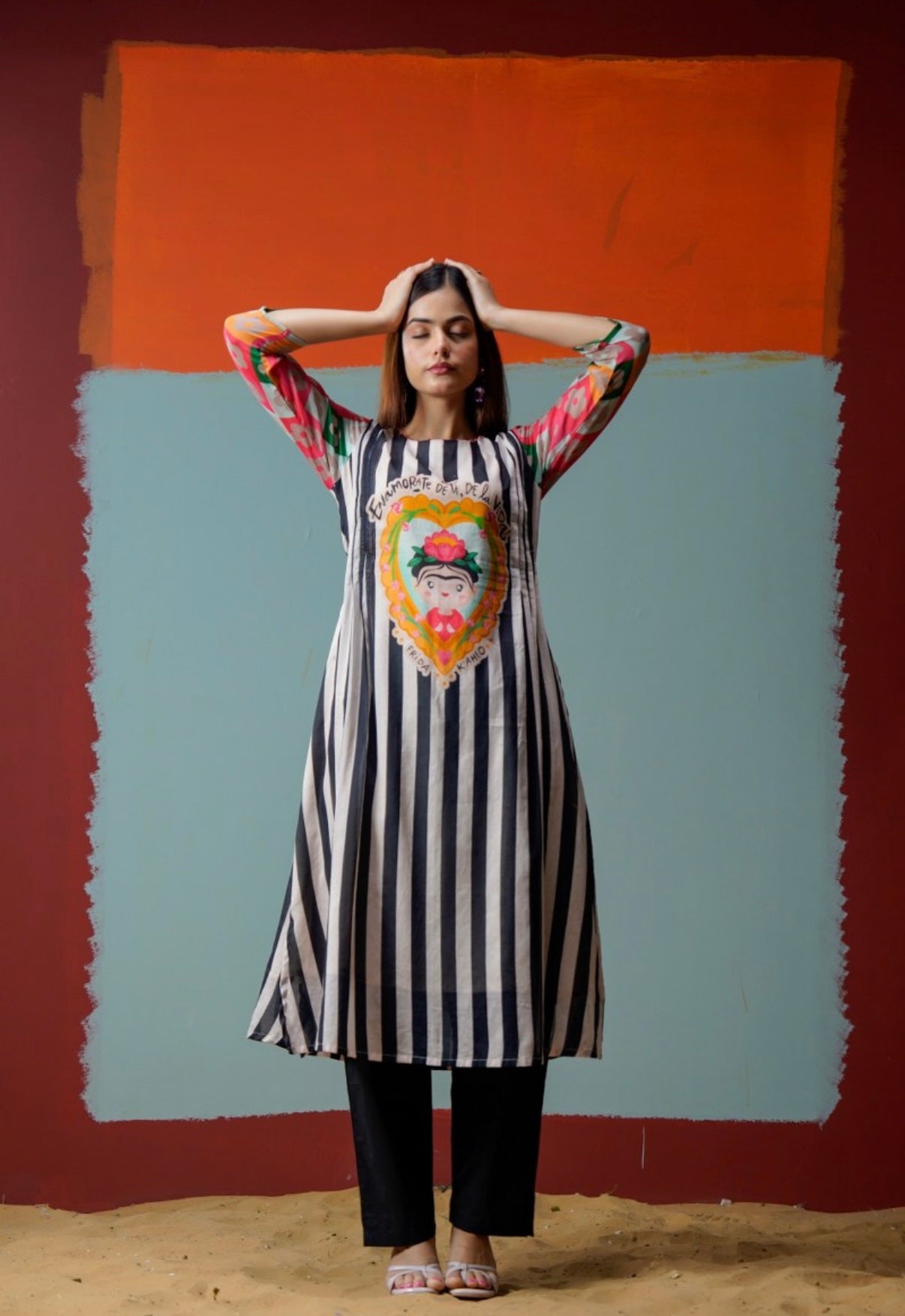 Framed Folklore Stripe Kurta Set