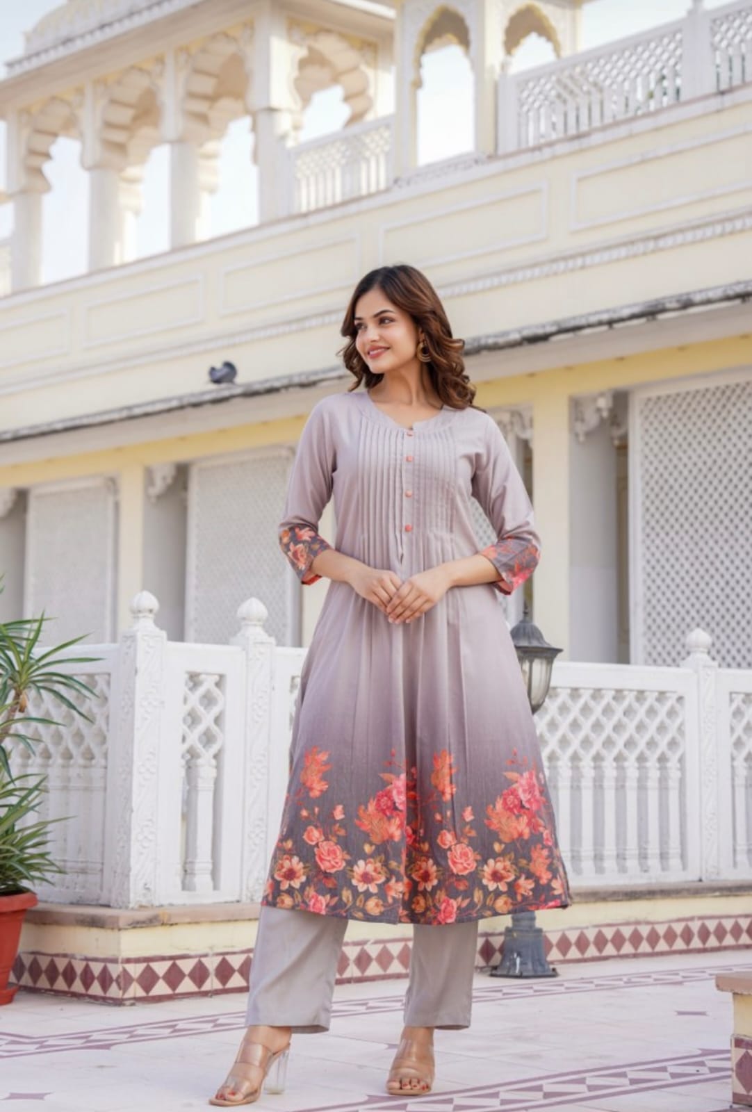 Blush Ember Floral Kurta Set