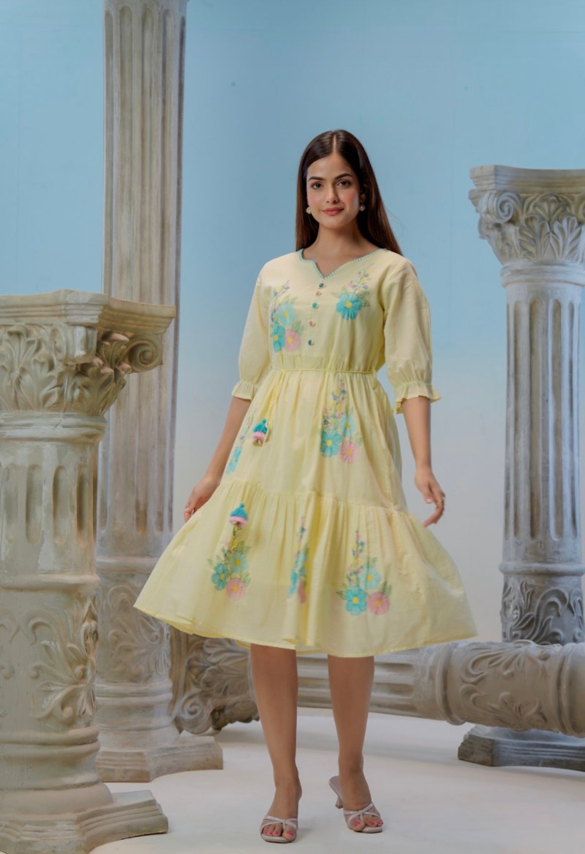 Buttercup Garden Embroidered Midi Dress