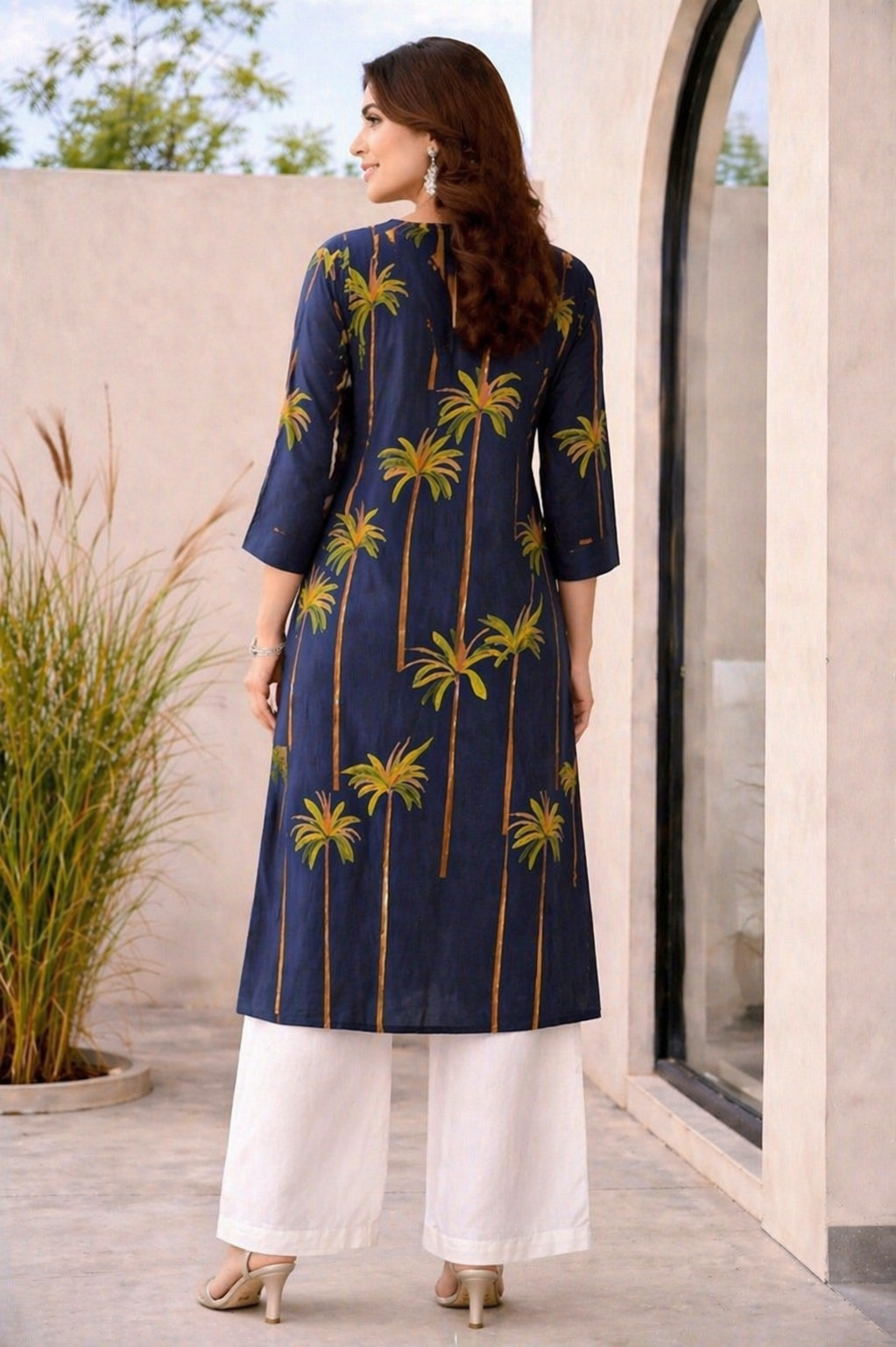Midnight Oasis Palm Kurta Set