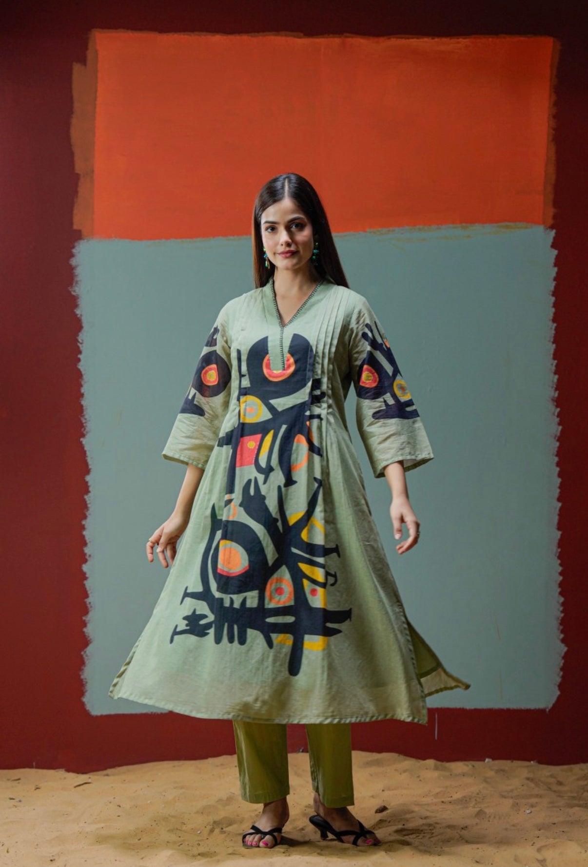 Sage Canvas Artistic Ensemble Kurta Set