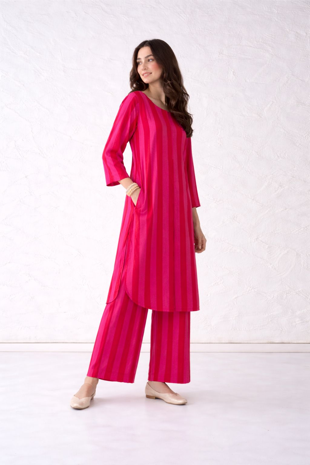 Ruby Harmony Stripe Kurta Set