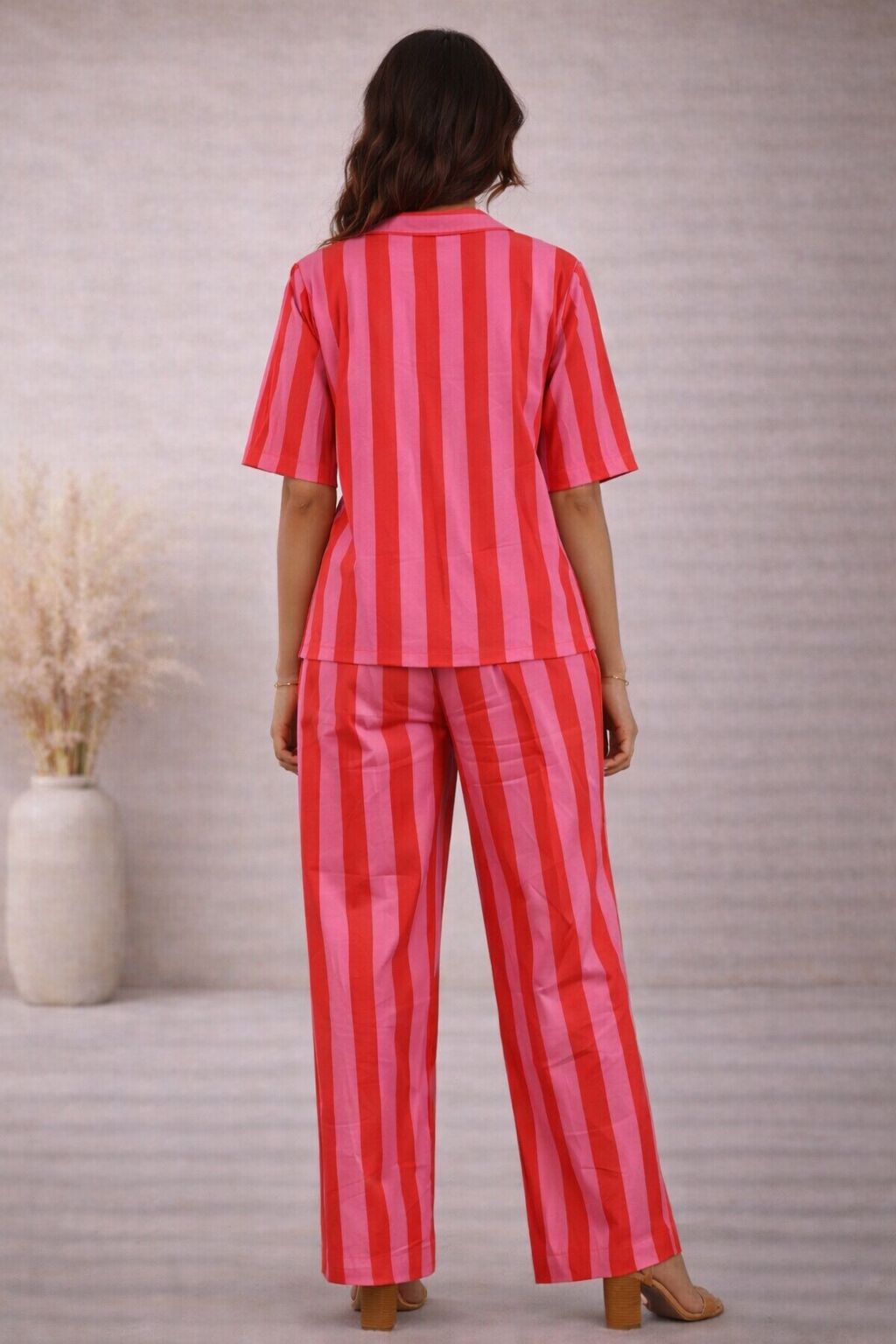 Flamingo Stripe Cotton Co-ord Set
