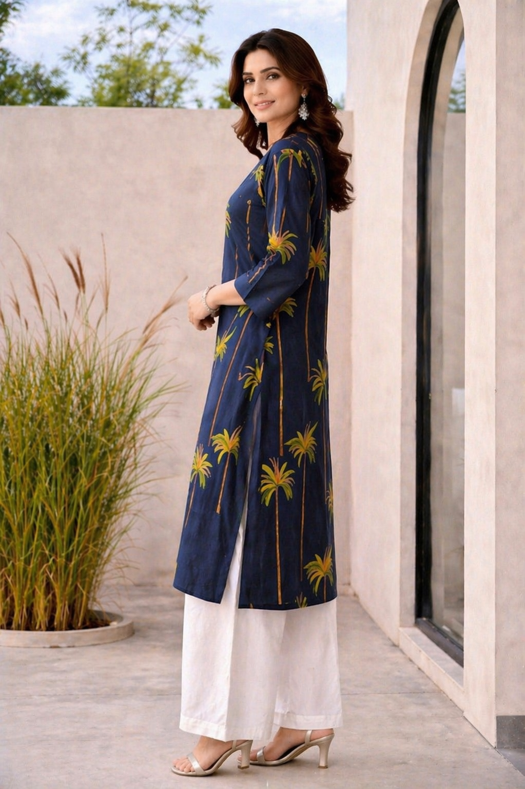 Midnight Oasis Palm Kurta Set