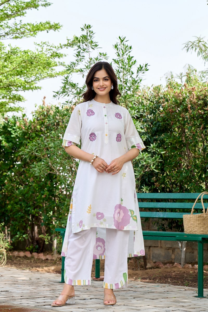 Lavender Bloom Floral Grace Kurta Set