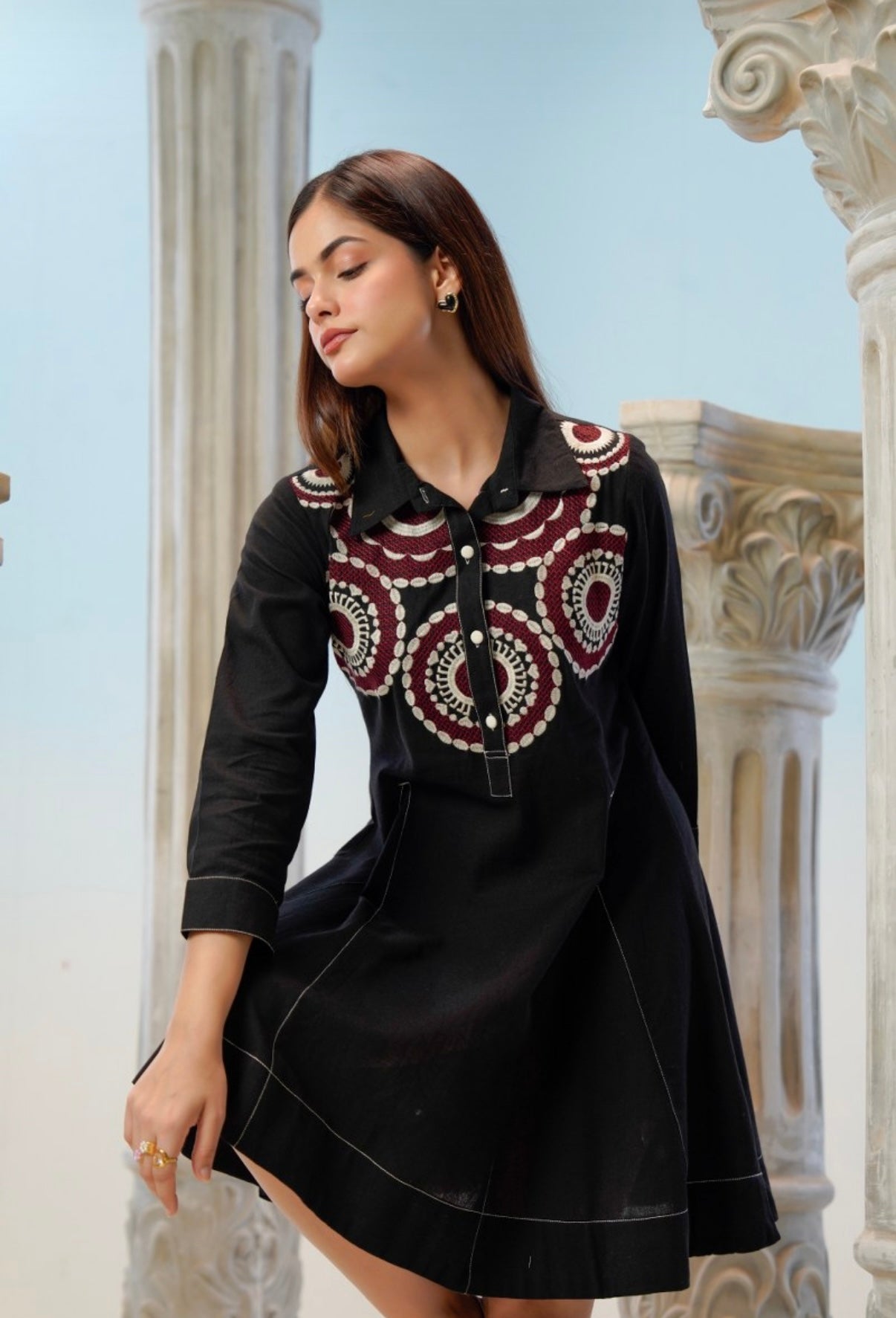 Obsidian Folk Art Tunic Dress