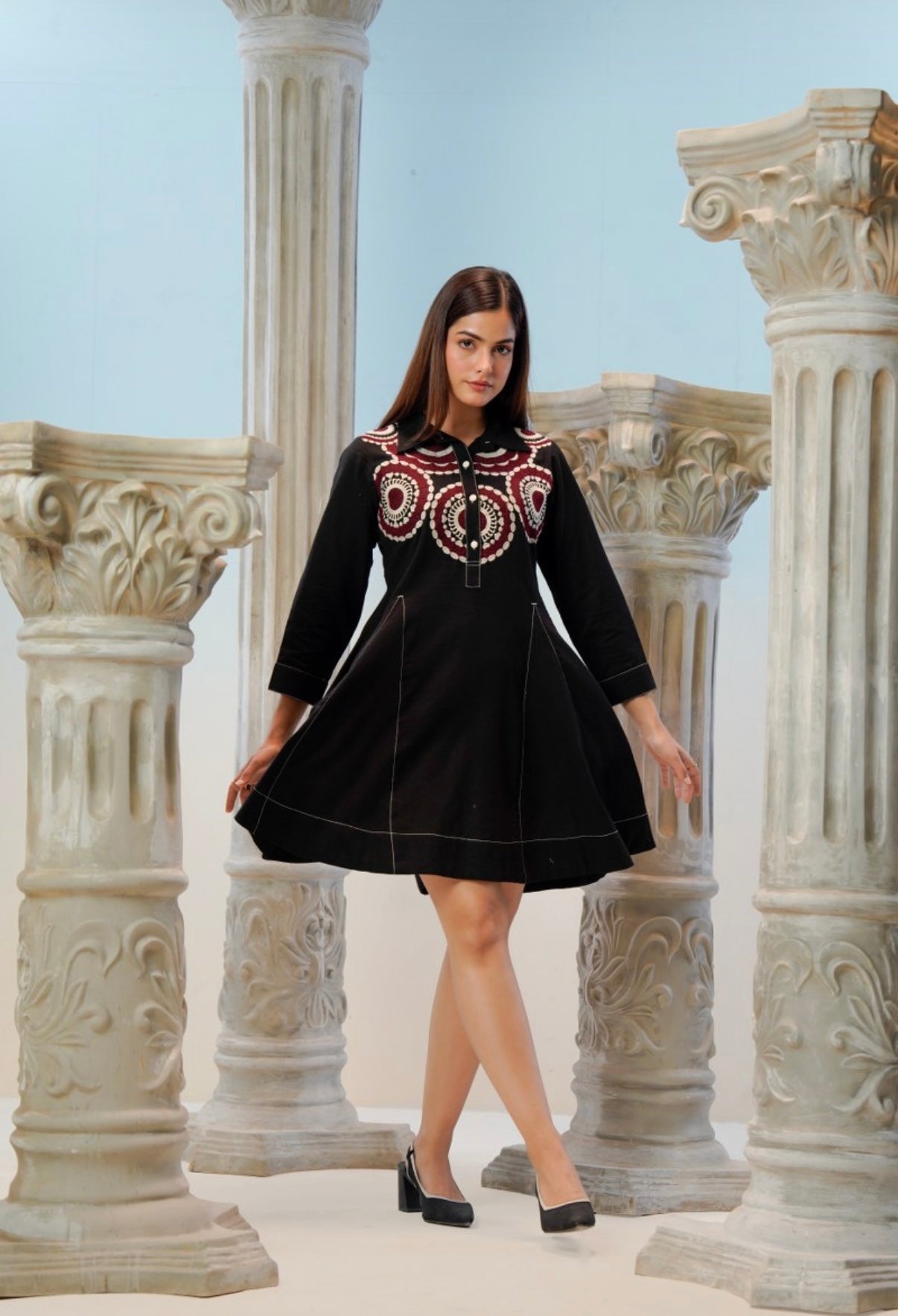 Obsidian Folk Art Tunic Dress