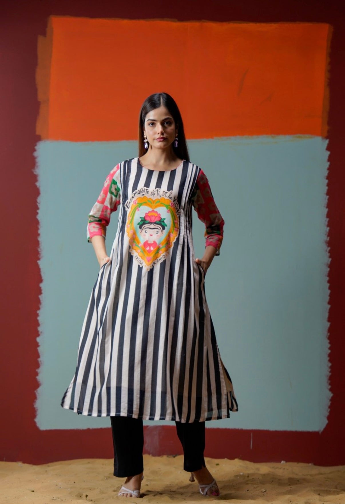 Framed Folklore Stripe Kurta Set