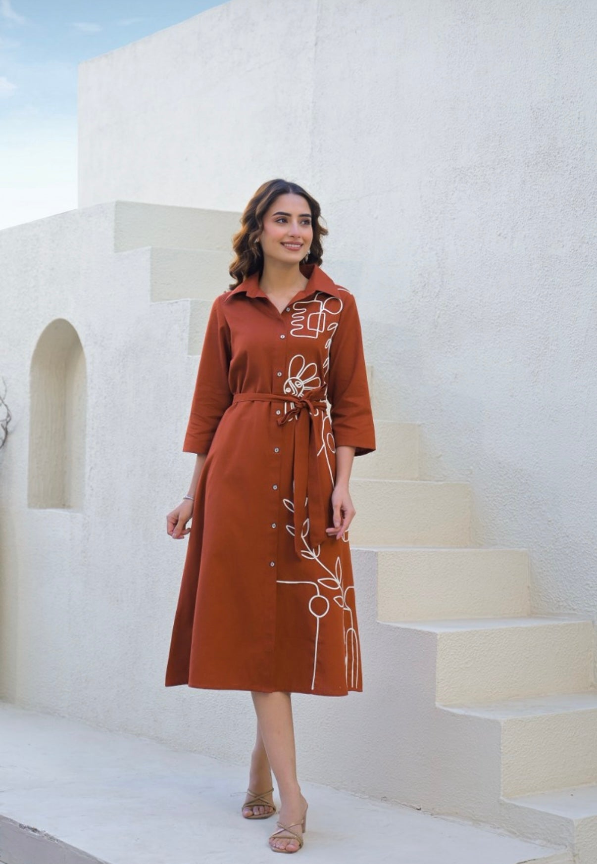 Clay Canvas Art Midi Dress