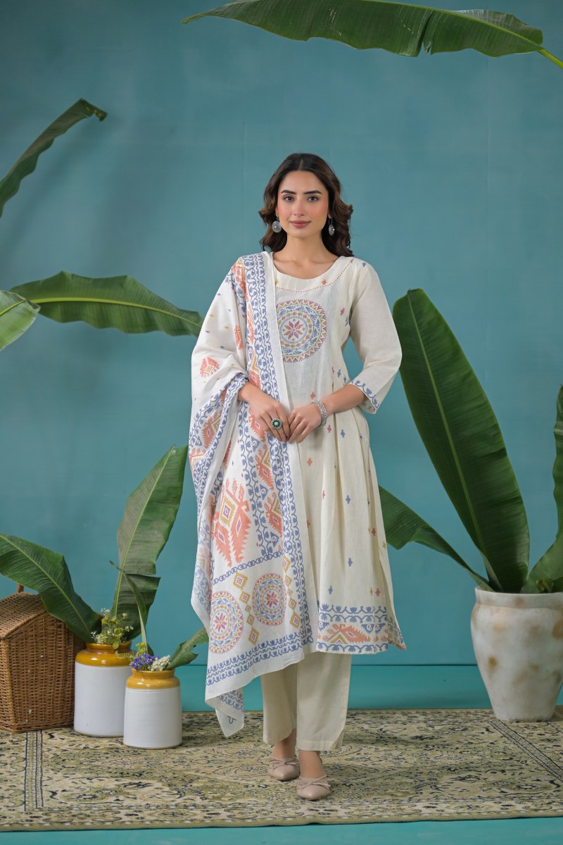 Mehfil Pastel Print Kurta Set