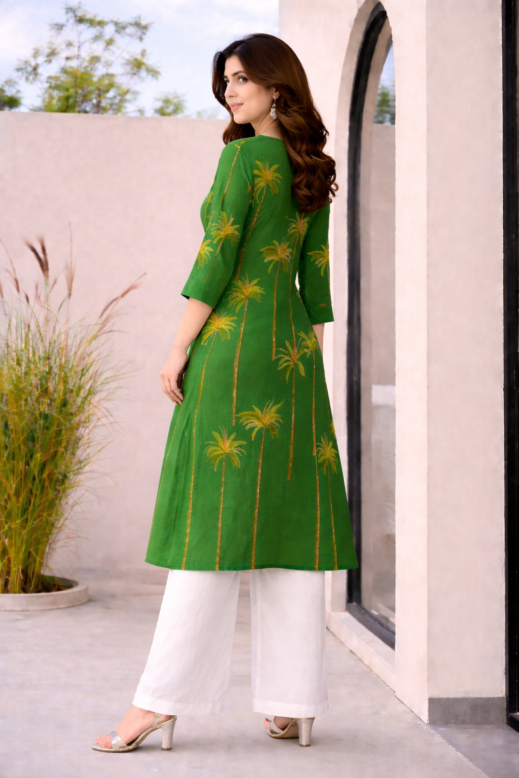Verdant Oasis Palm Kurta Set