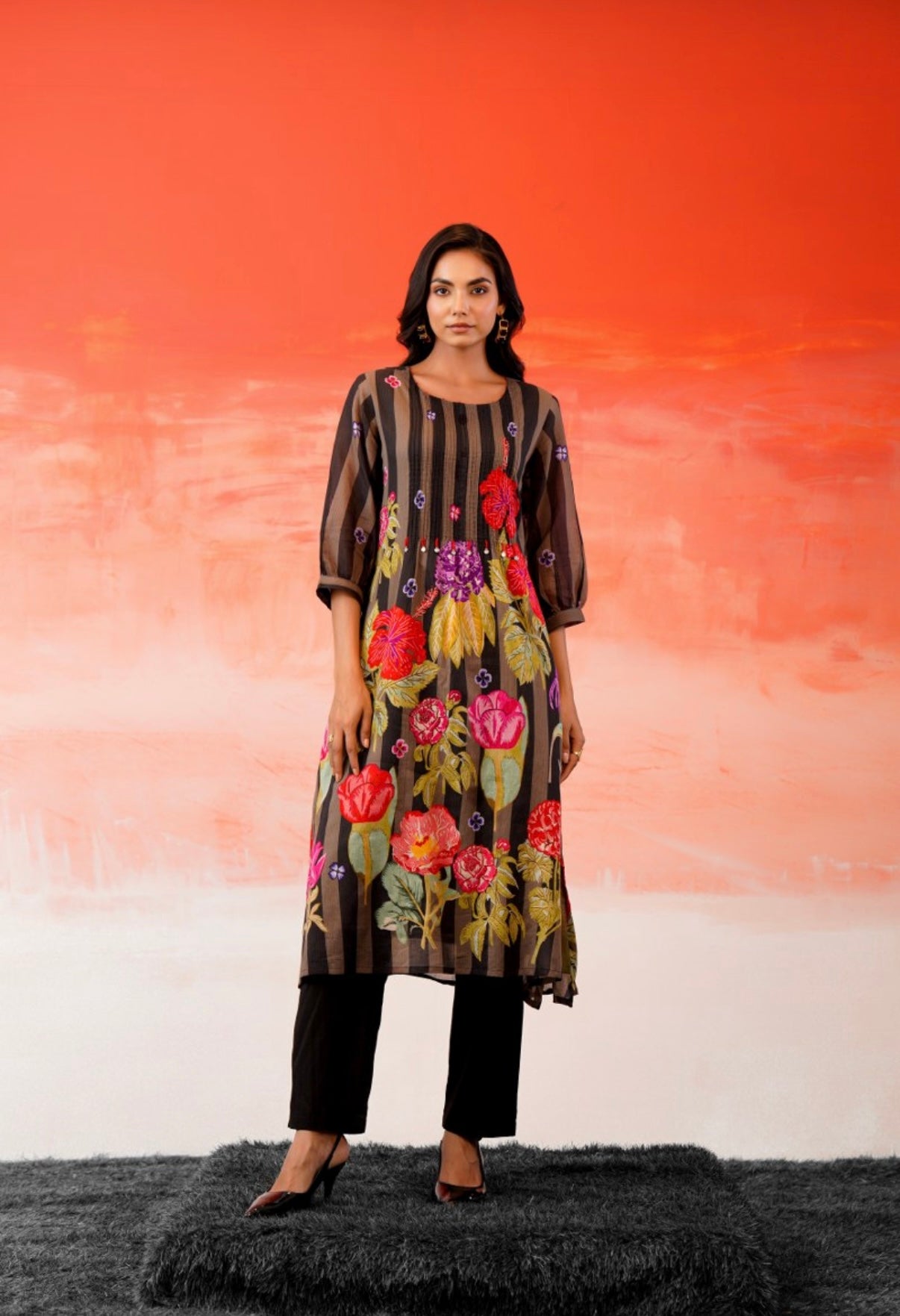 Autumn Petals Printed Kurta Set