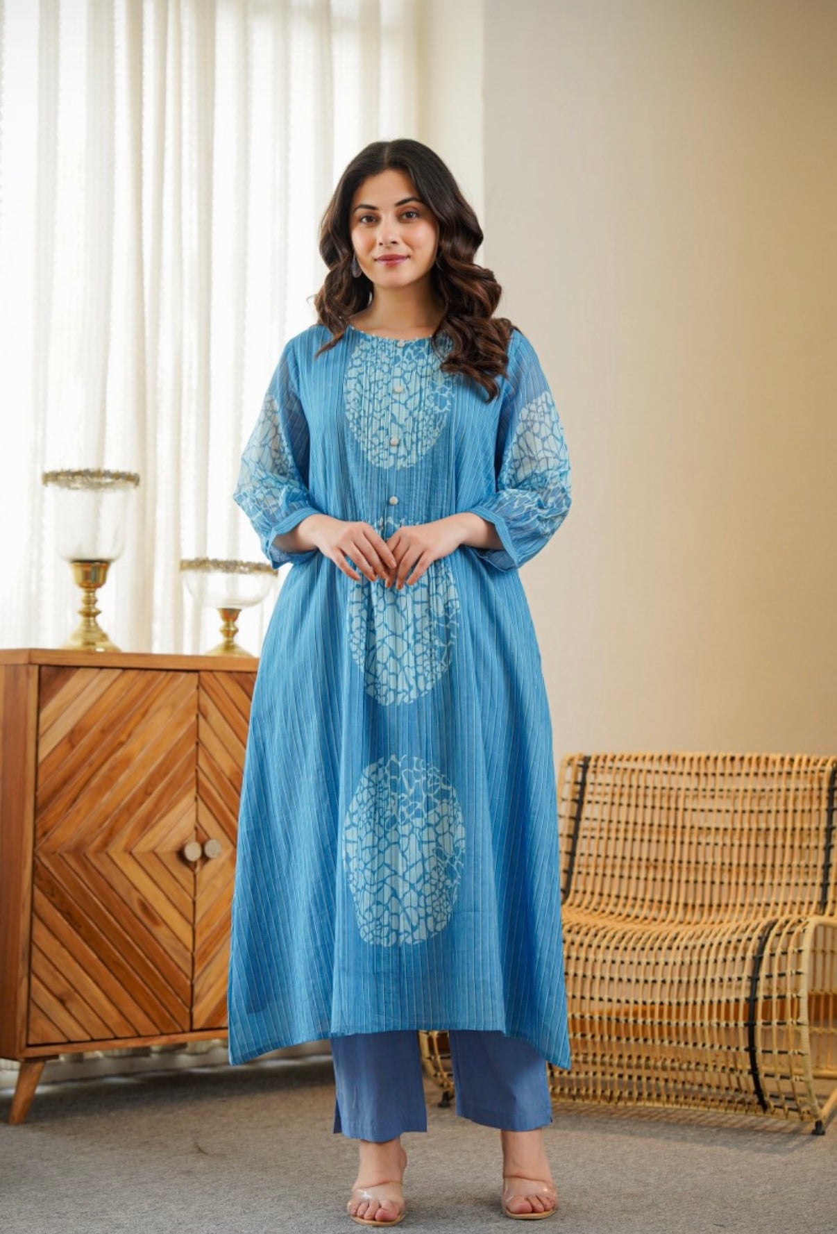 SOFT BLUE LIGHT AND BREEZY COTTON KURTA SET