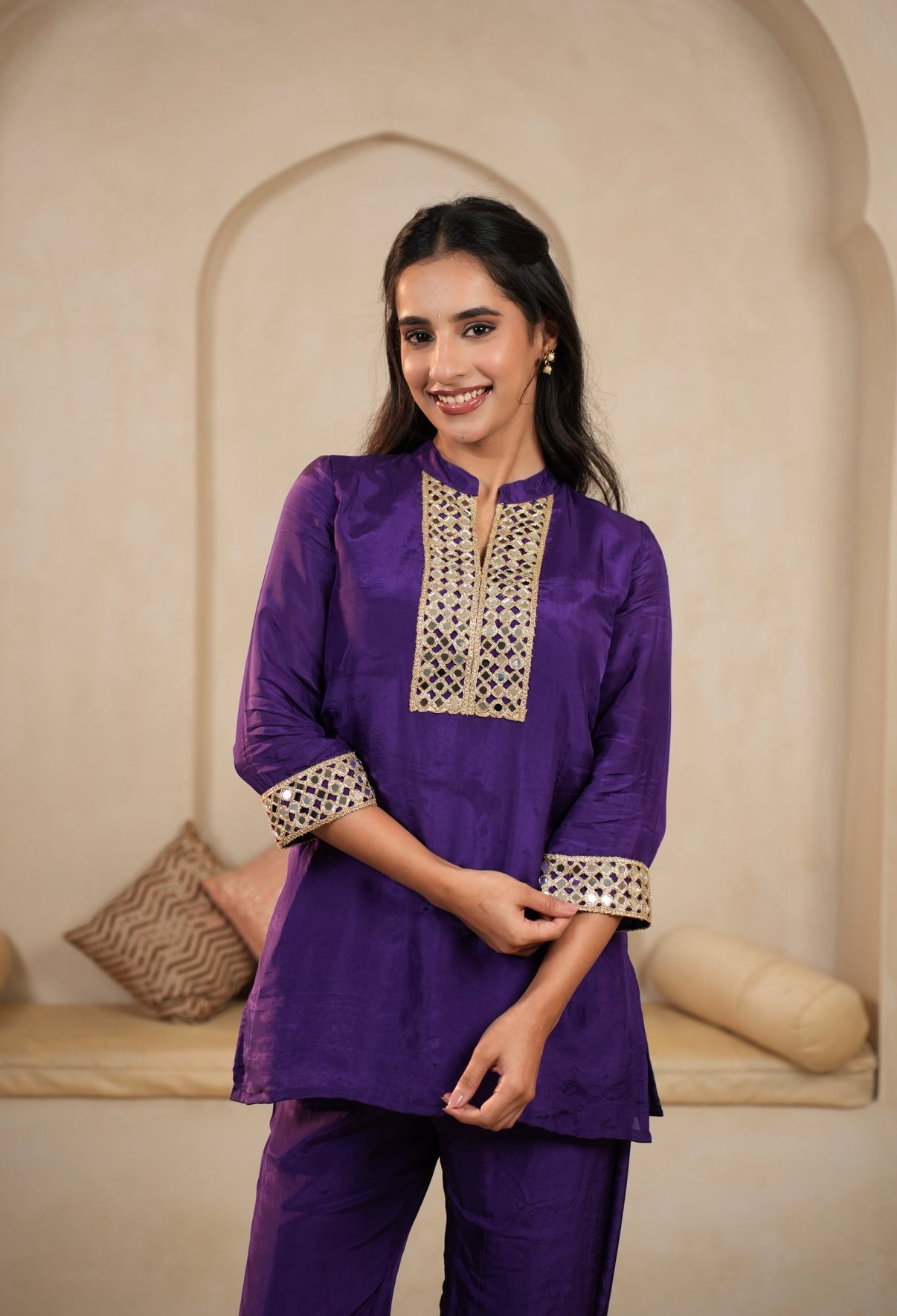 Shimmer Grace Upadda Silk Mirror Co-ord Set