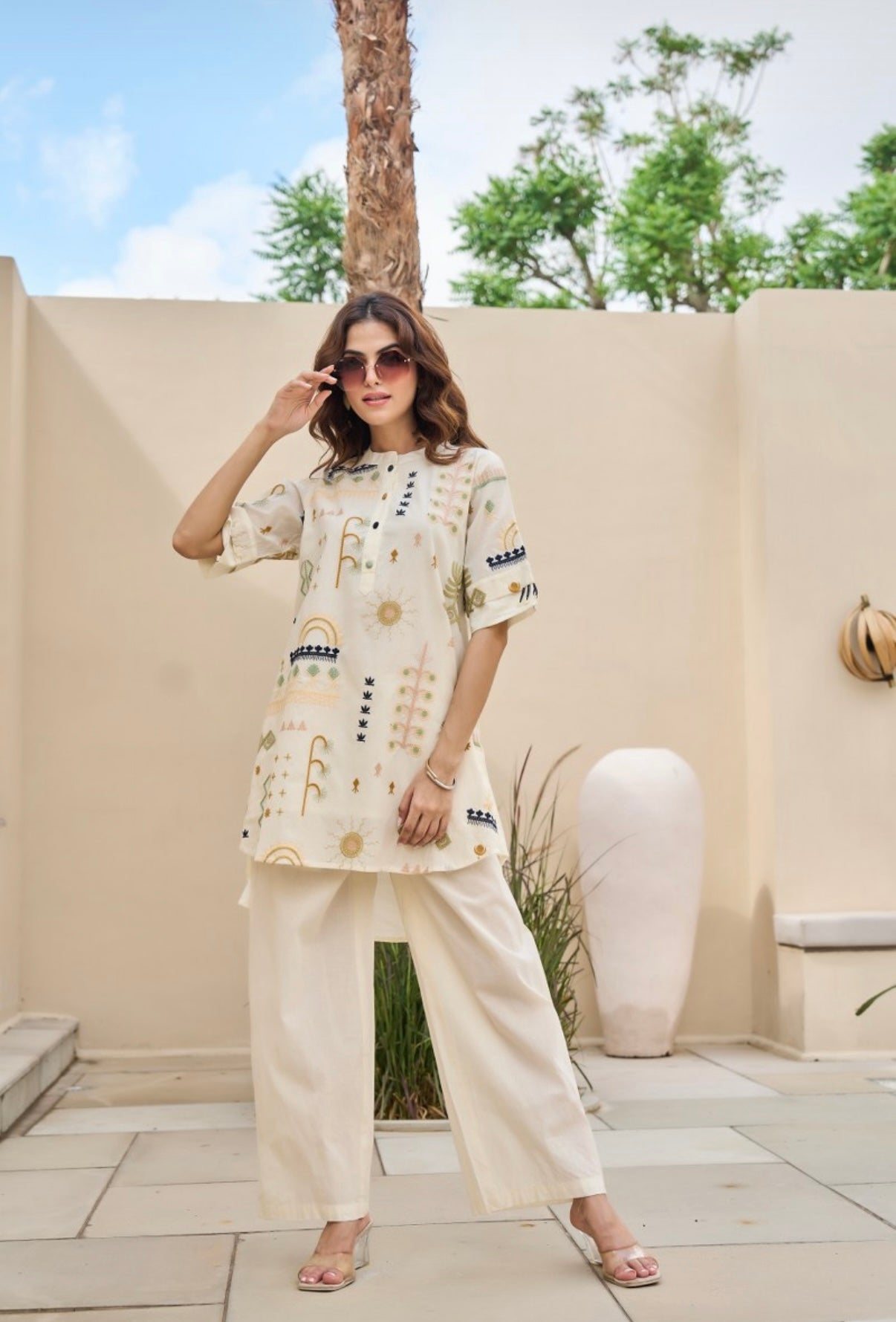 Classic Cream Embroidered Co-ord Set