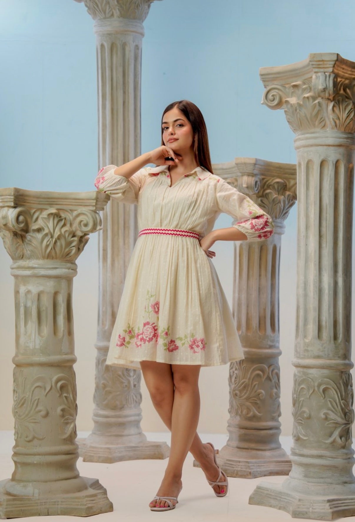 Rose Whisper Ivory Cotton Dress
