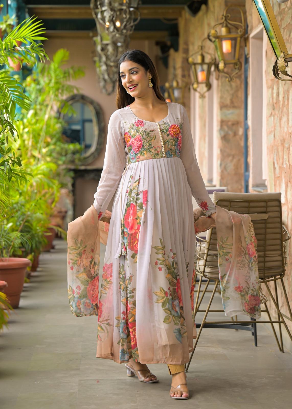Rasa Floral Embroidered Anarkali Suit Set