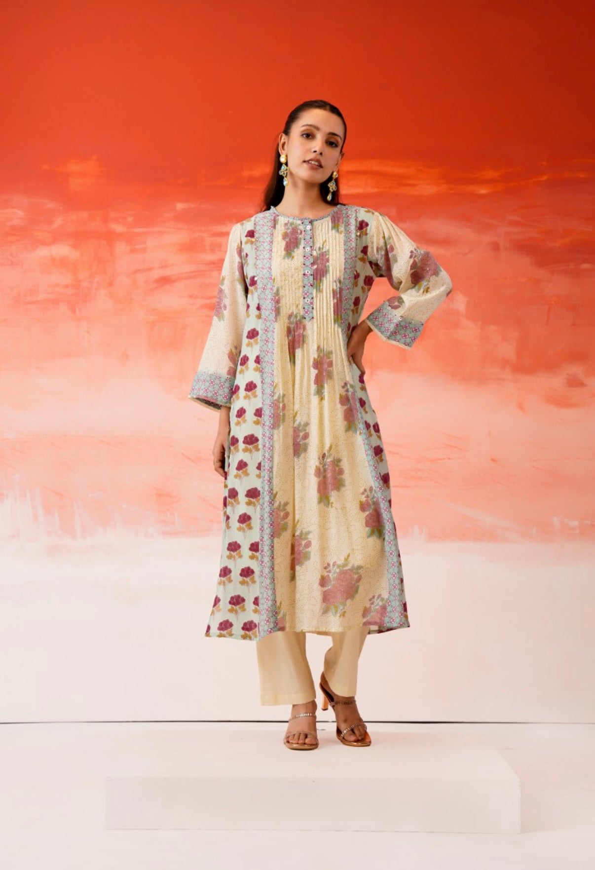 Soft Rose Meadow Cotton Kurta Set