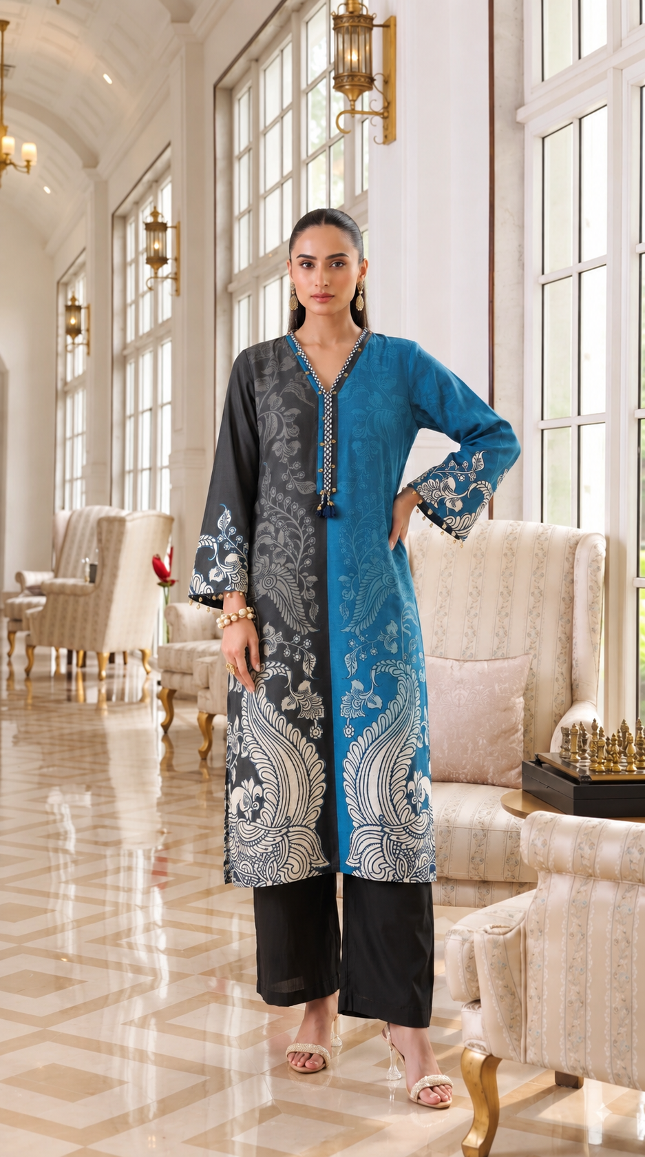 Azure noir paisley co-ord set