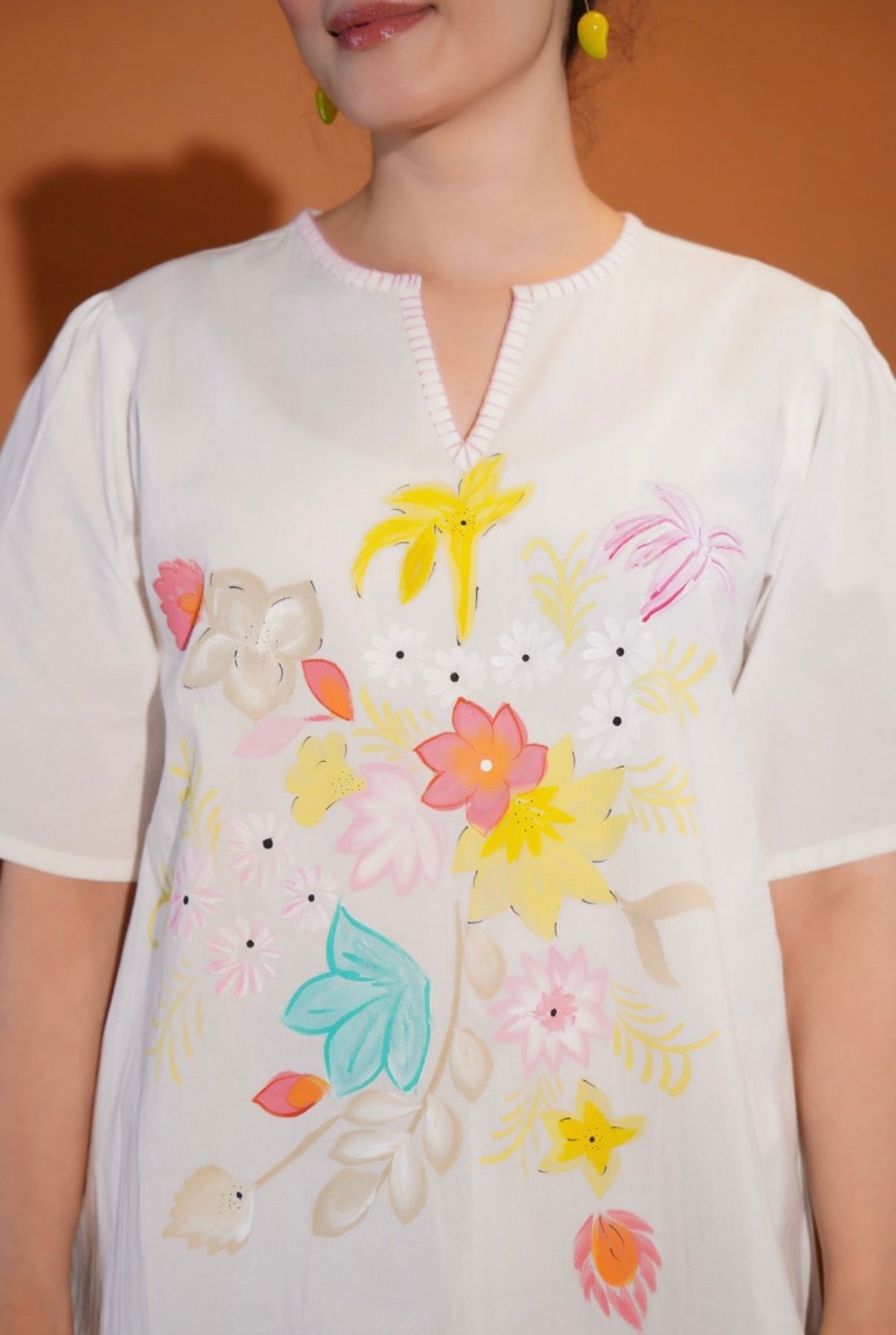 MULTI FLOWER HAND PAINTED COTTON TOP