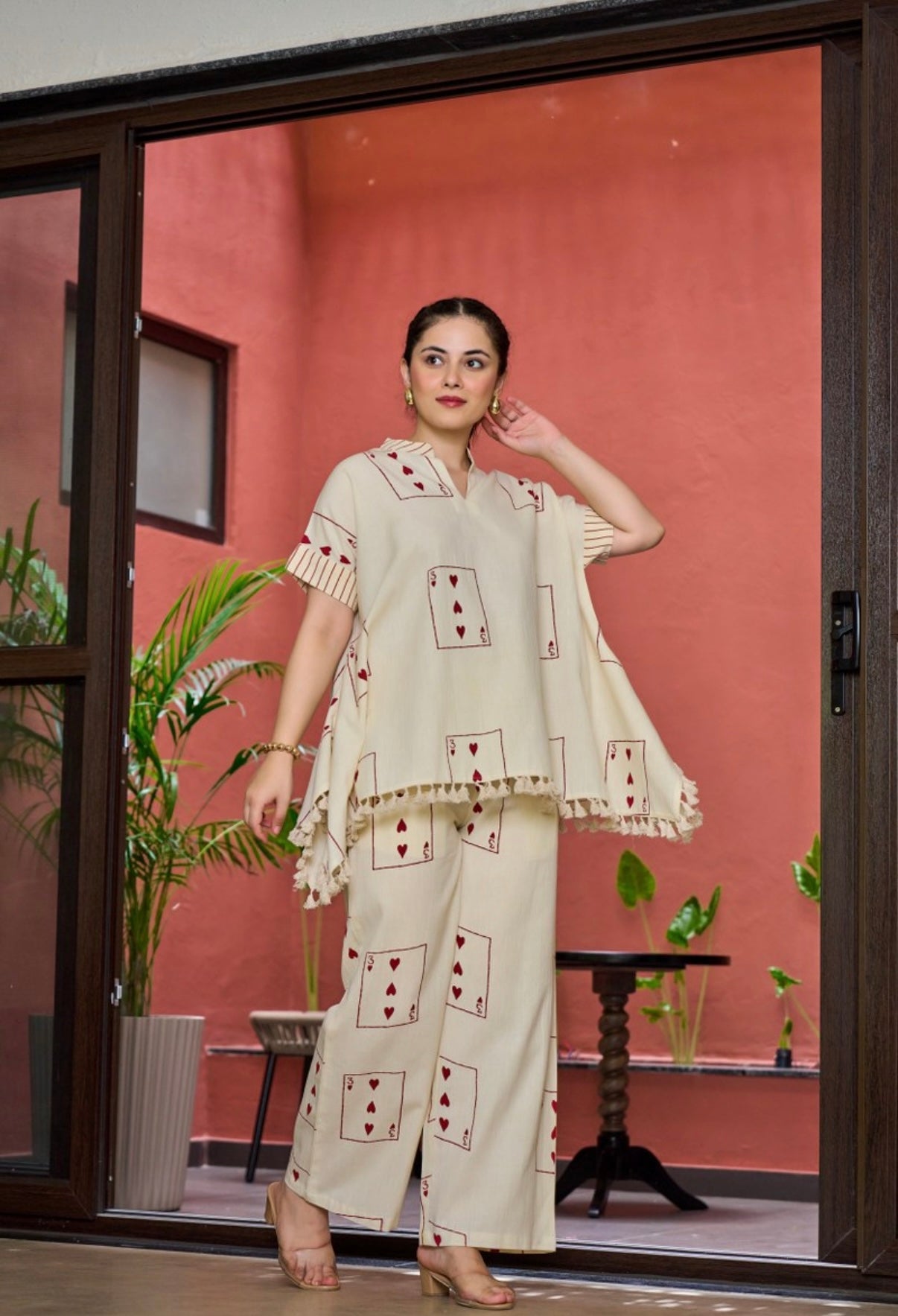 Hearts & Play Hand Embroidered Cotton Coord Set