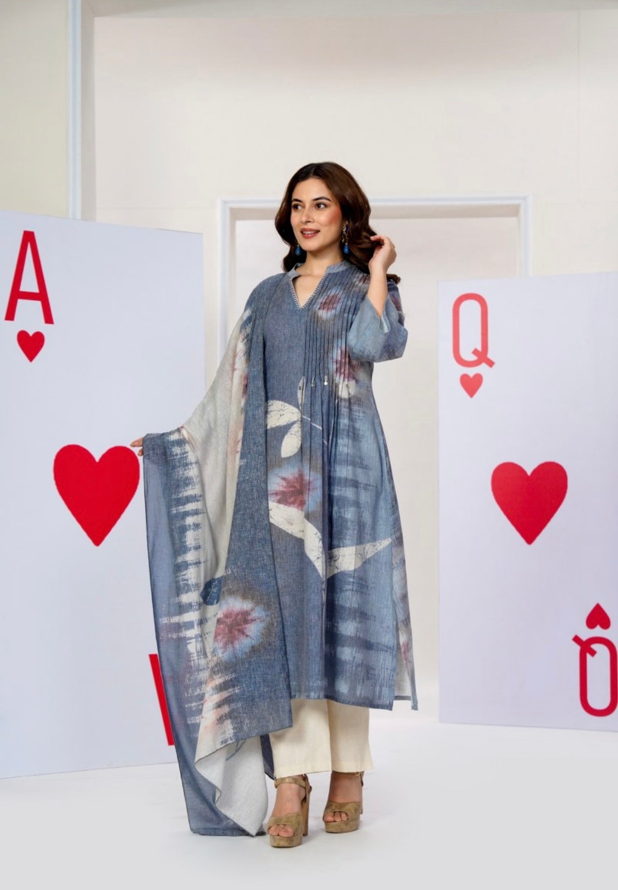 Indira Soft Indigo Art Cotton Kurta Set With Duppata