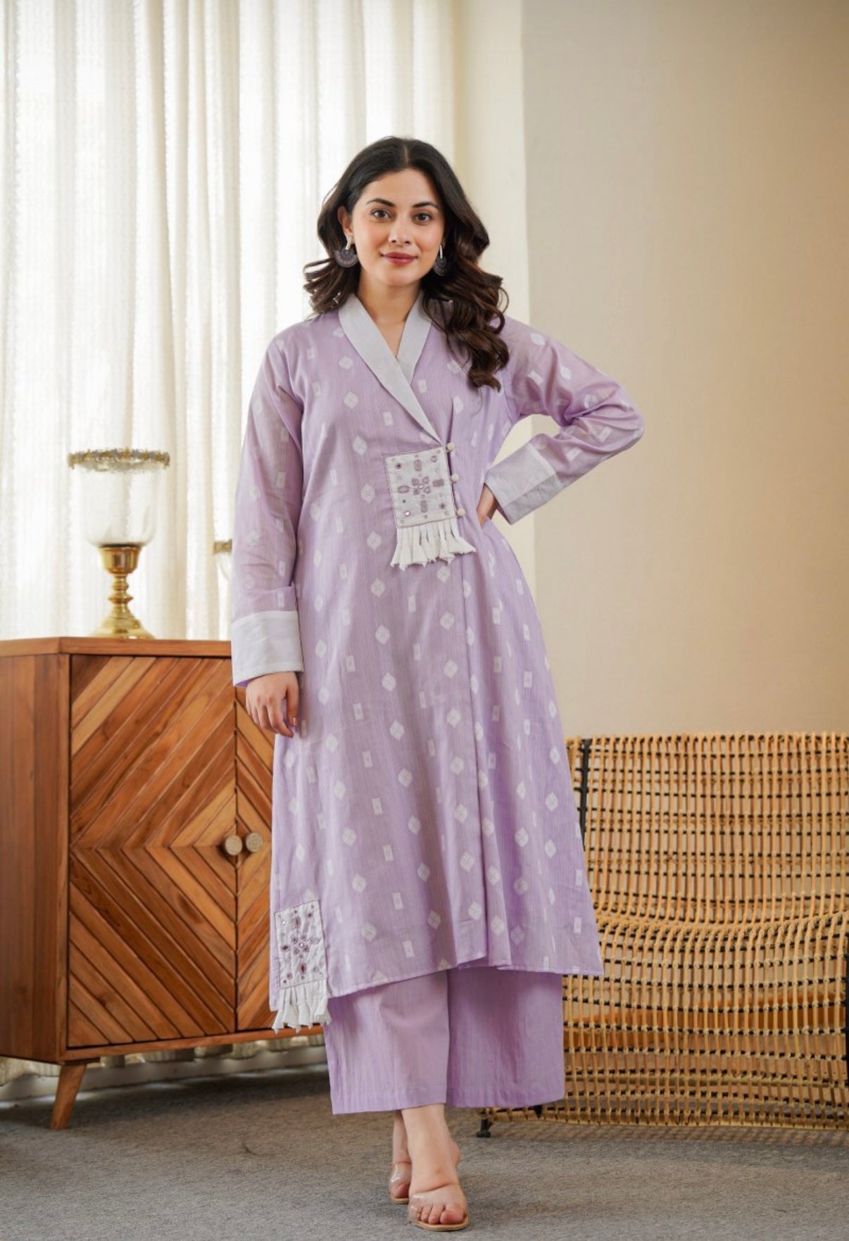 Lavender Grace Embroidered Kurta Set