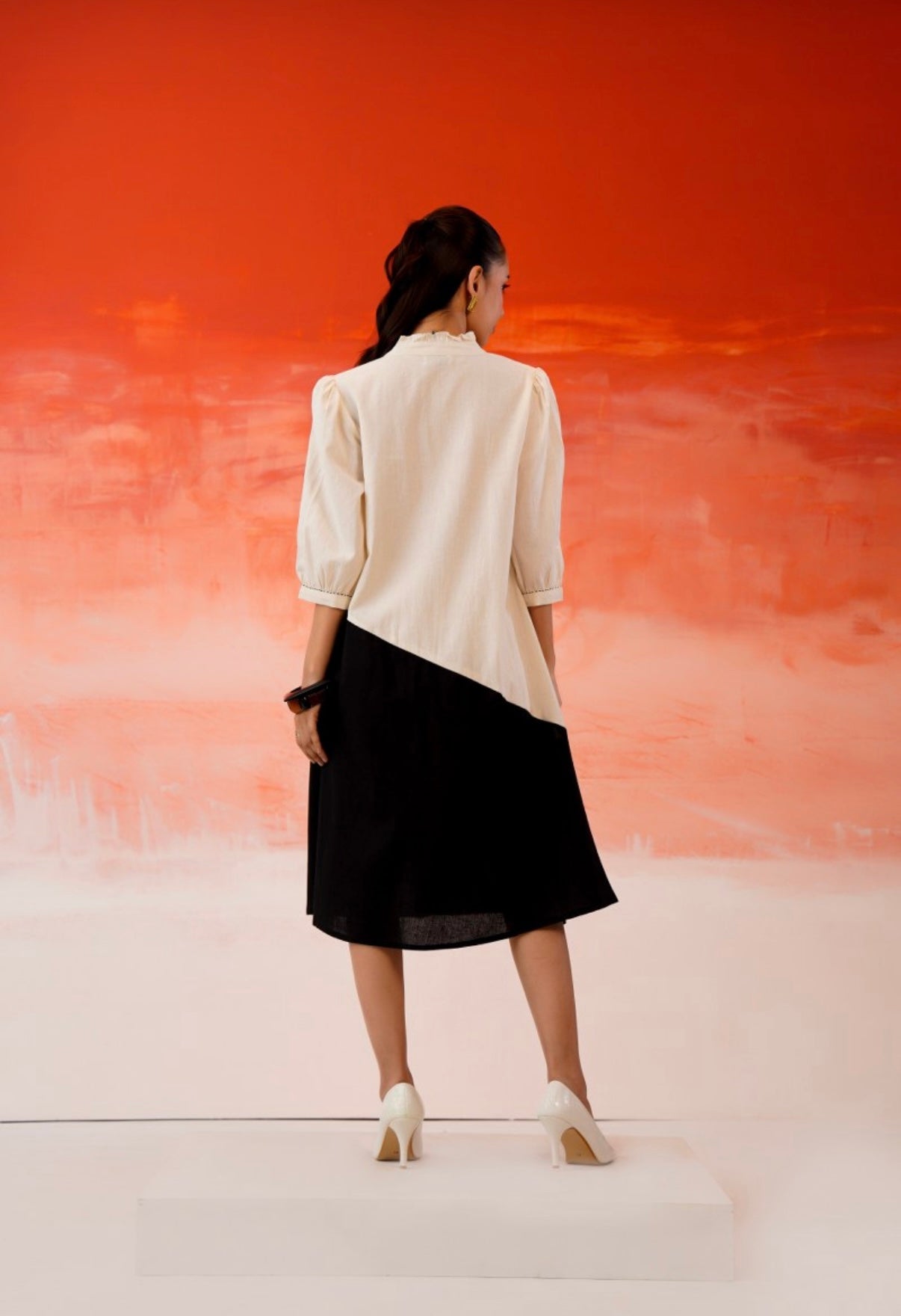 Monochrome Petals Midi Dress