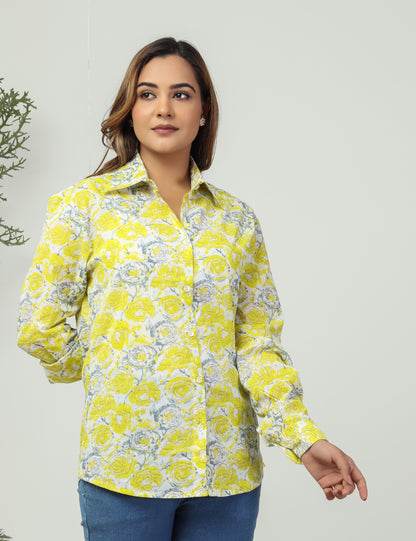 Yellow Floral Printed Shirt