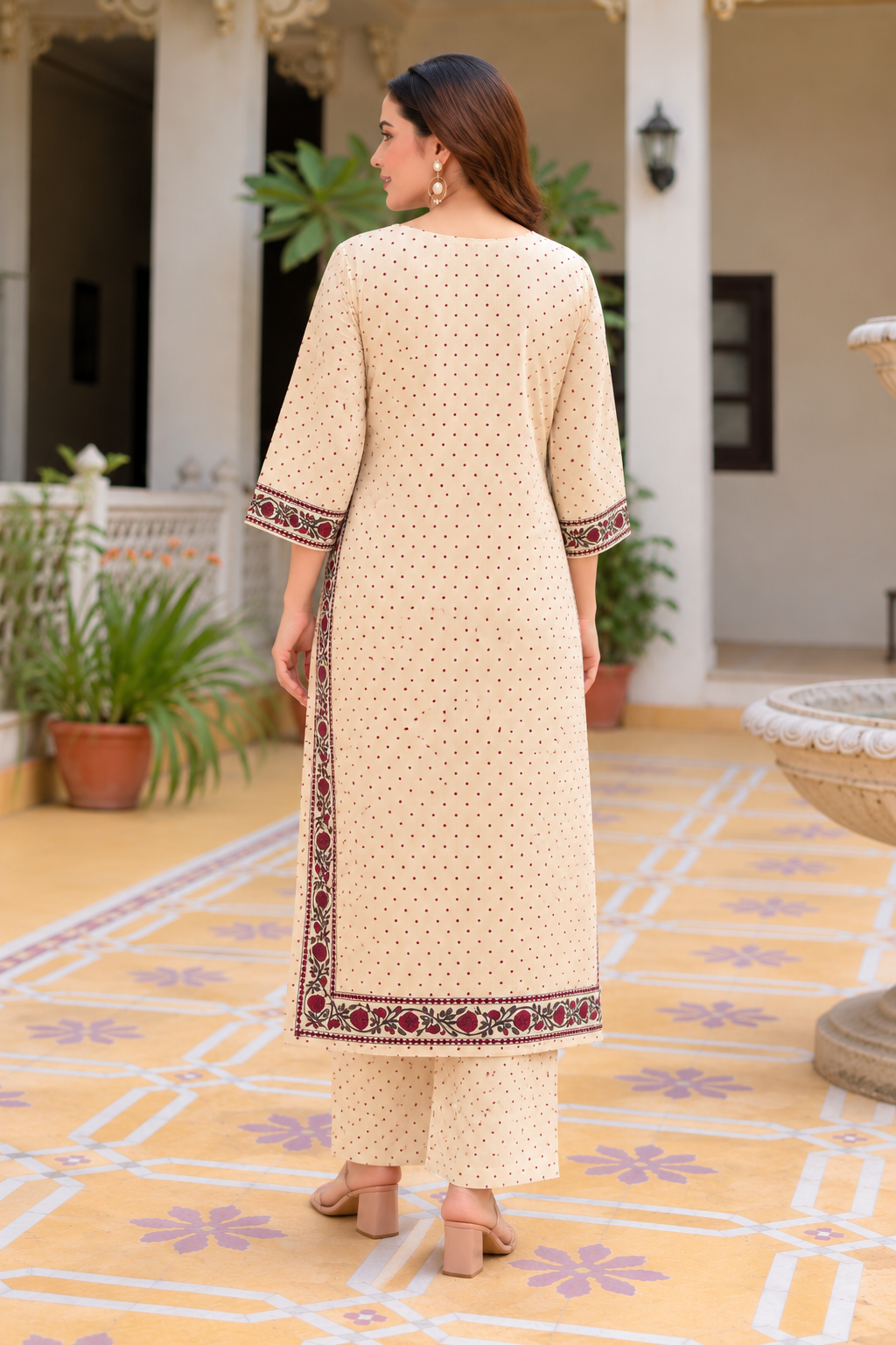 Noor-e-paisley ivory kurta set