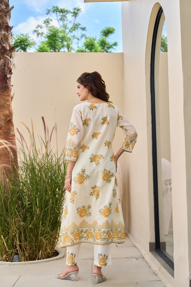 Sunlit Rose Printed Kurta Set