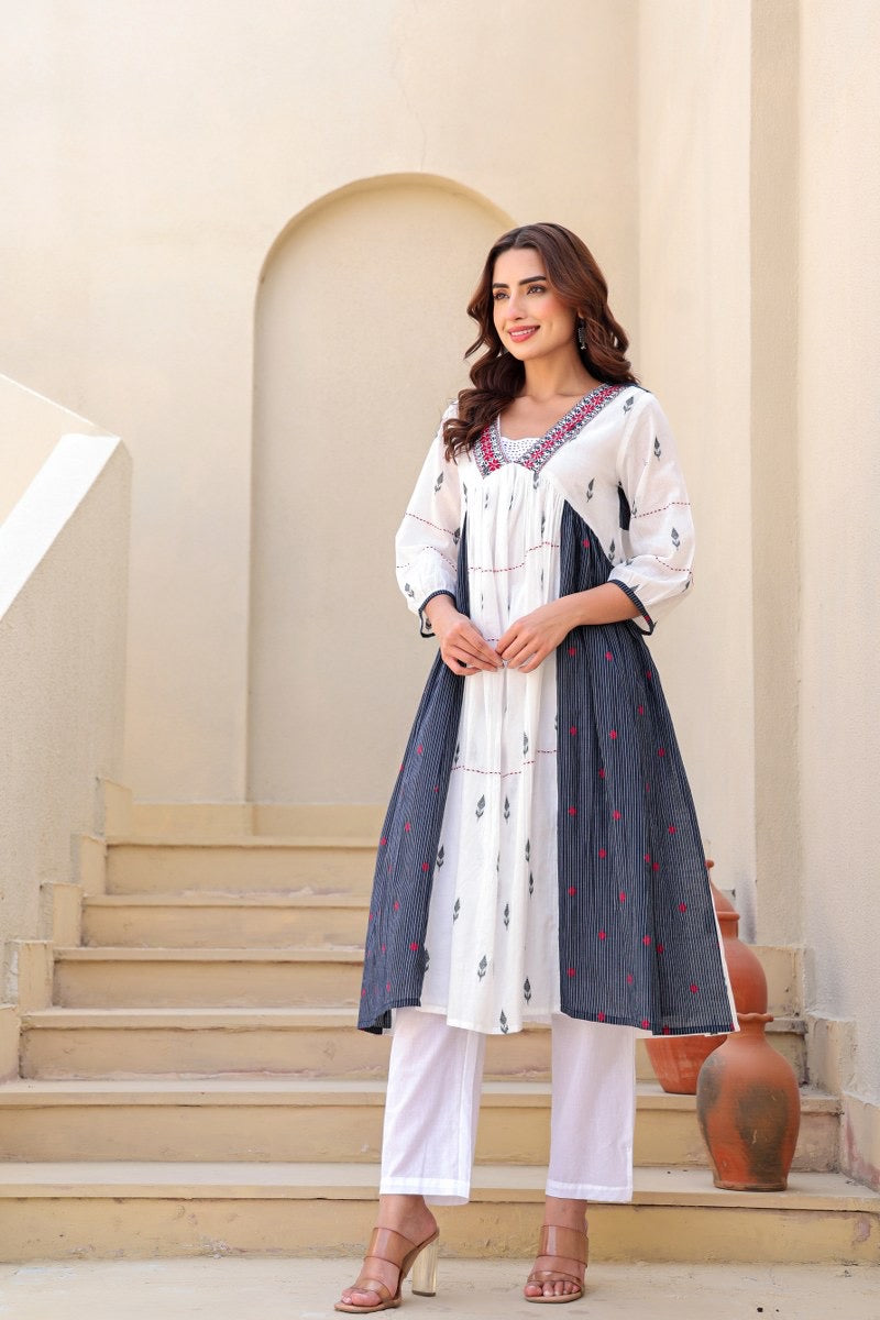 Indigo Cotton Baawri Kurta Set