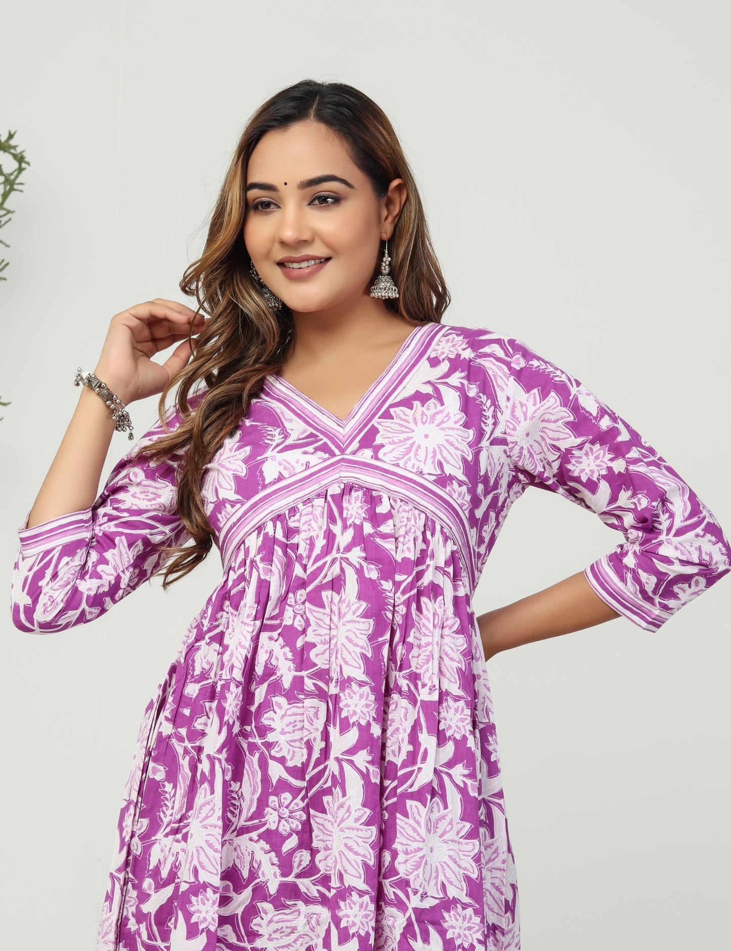 Purple Aliya Cut in floral print