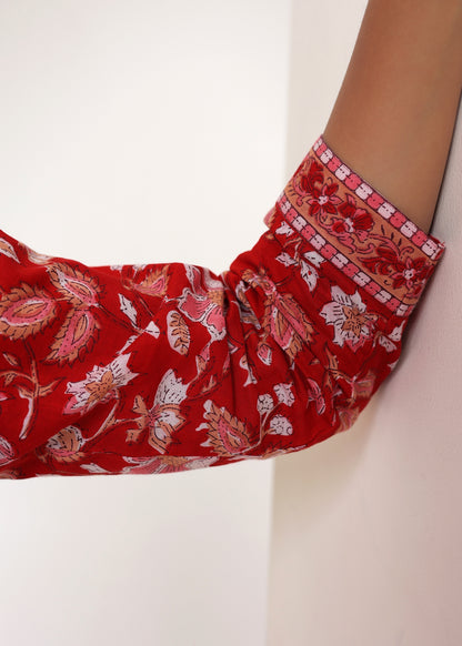 Aliya Cut in Red floral print