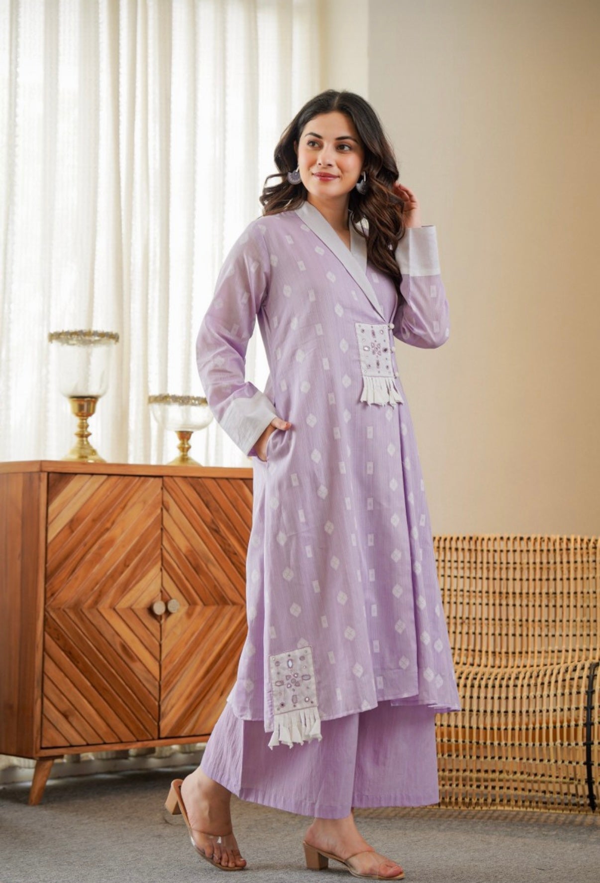 Lavender Grace Embroidered Kurta Set