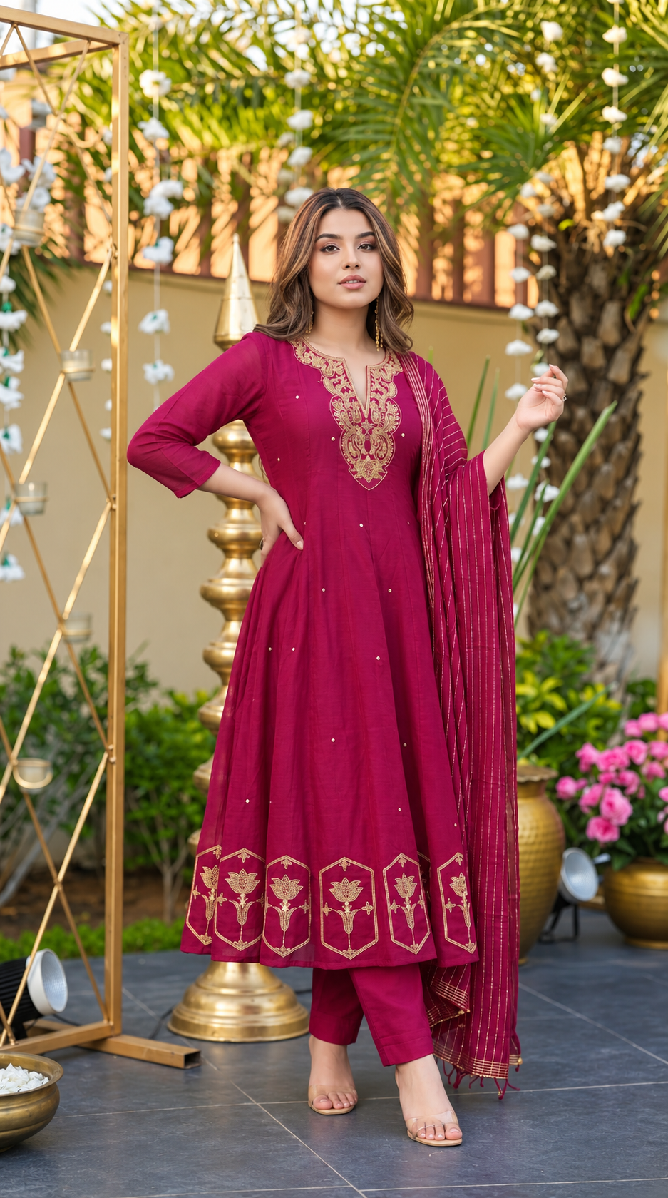 Ruby charm floral embroidered kurta set