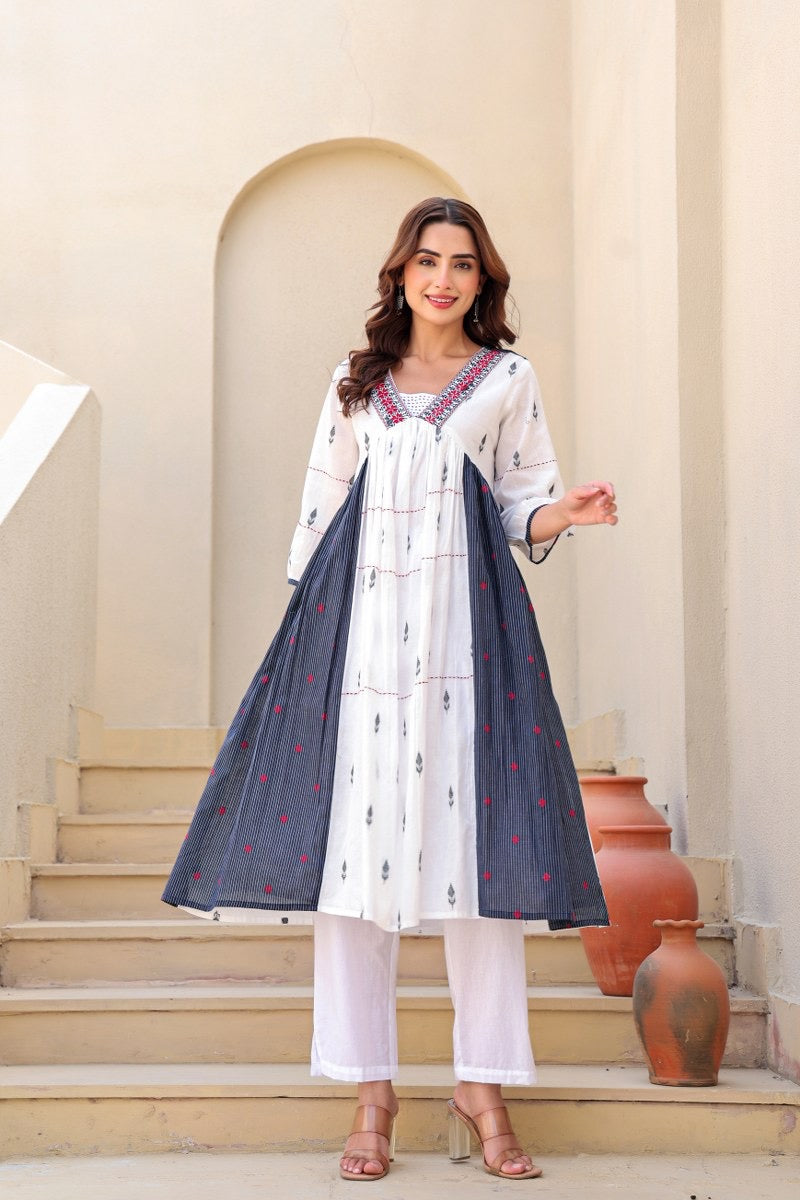 Indigo Cotton Baawri Kurta Set