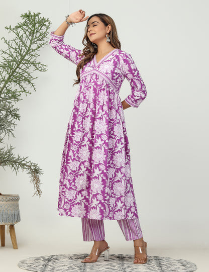 Purple Aliya Cut in floral print