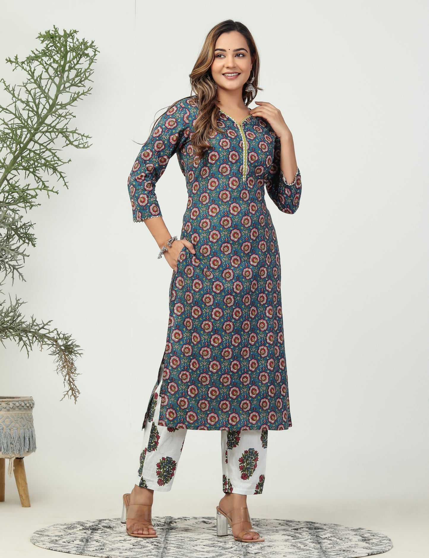 Ethnic beza 2piece suit (Blue)