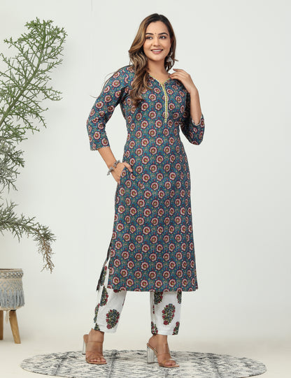 Ethnic beza 2piece suit (Blue)