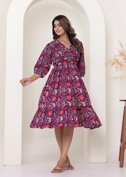 Purple Floral Middhi Dress