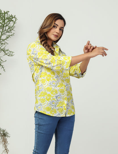 Yellow Floral Printed Shirt