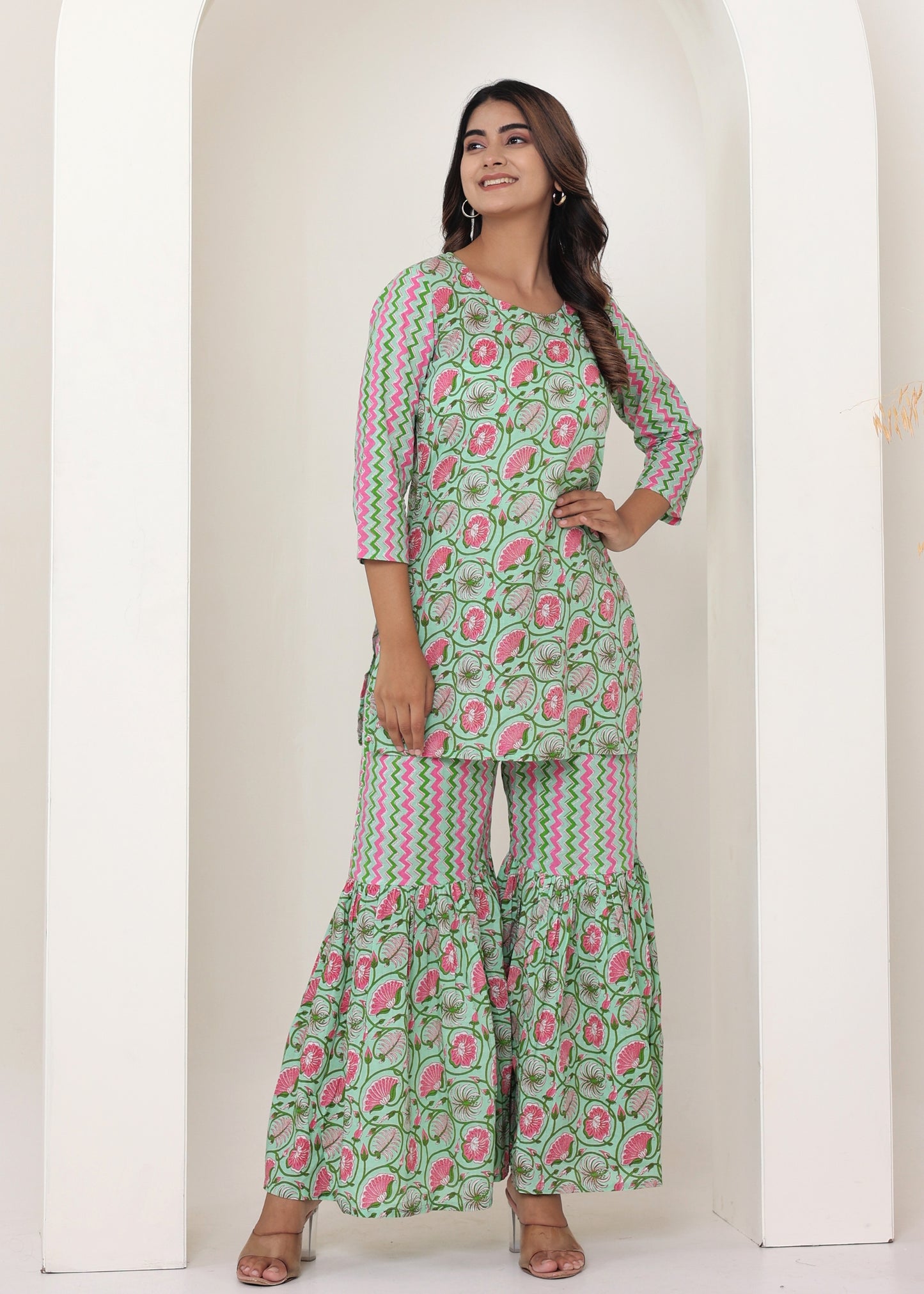 Pista Green Sharaara Set