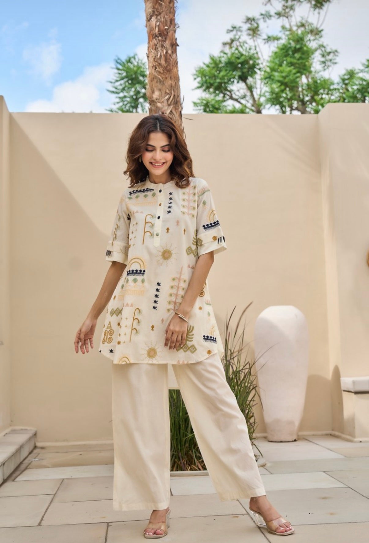 Classic Cream Embroidered Co-ord Set