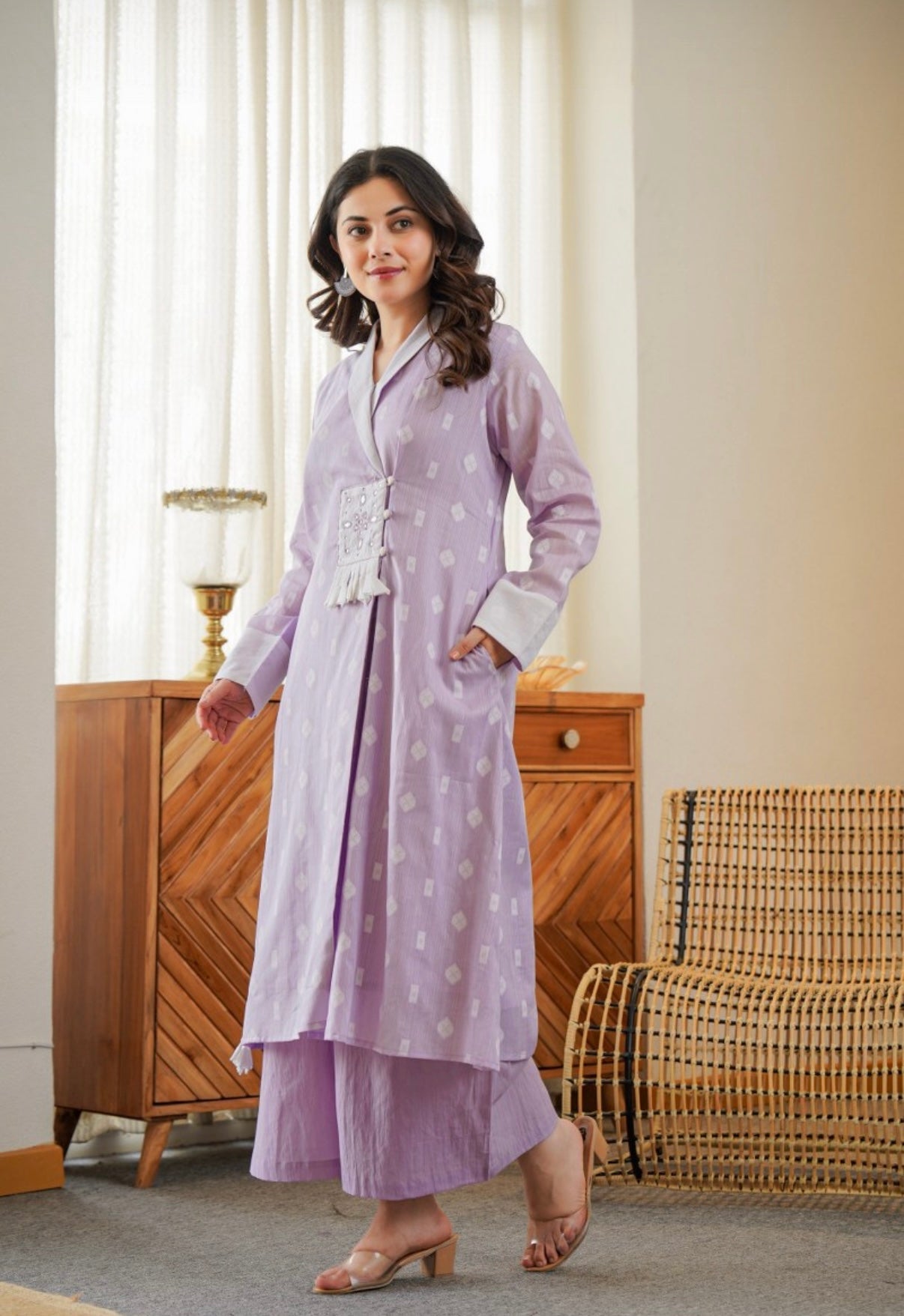 Lavender Grace Embroidered Kurta Set