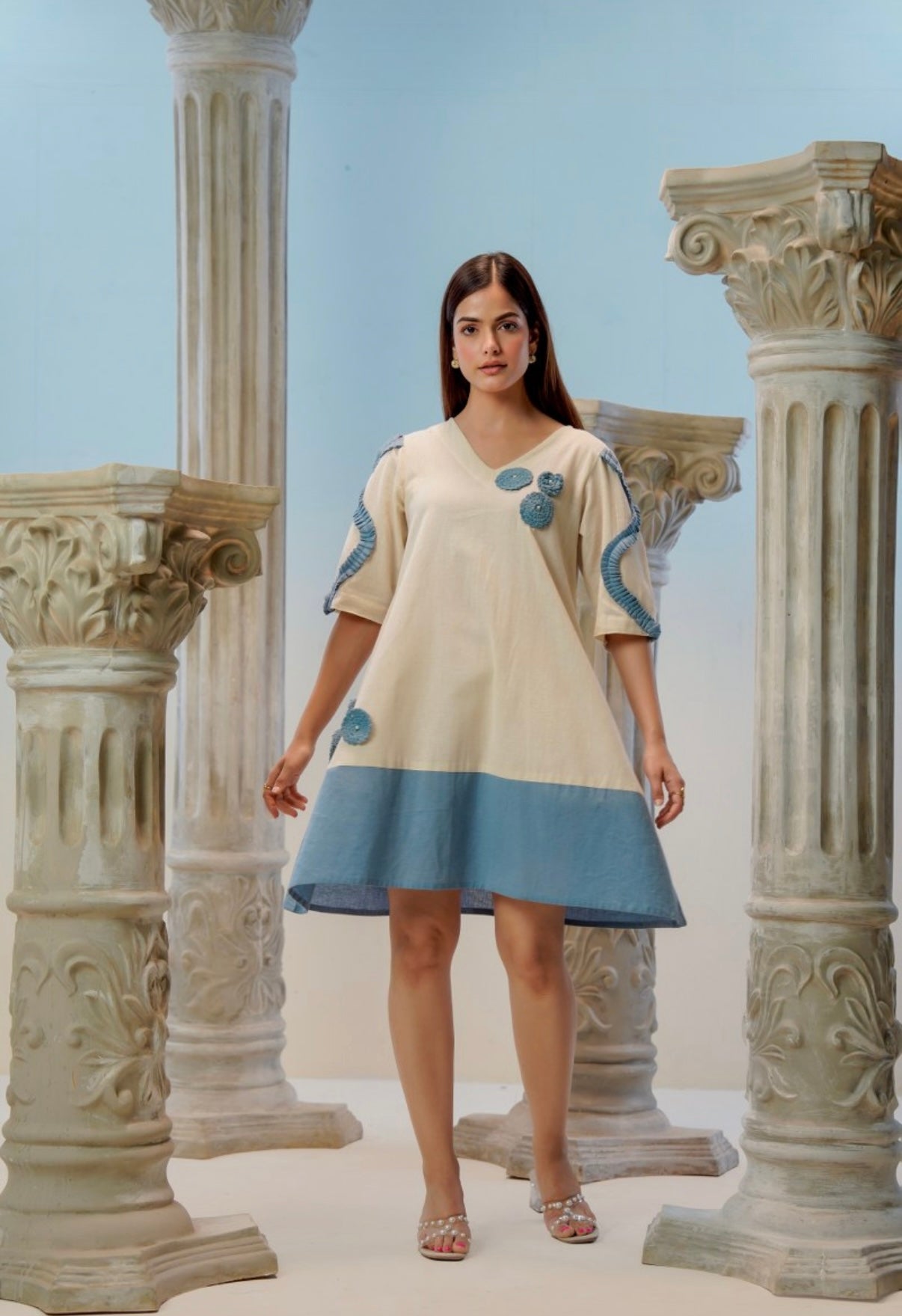 Coastal Appliqué Detail Cotton Dress