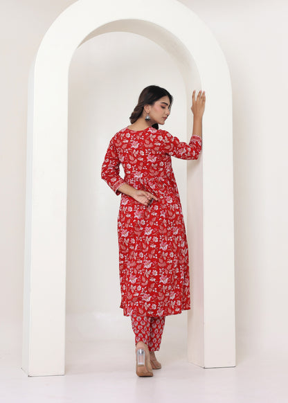 Aliya Cut in Red floral print