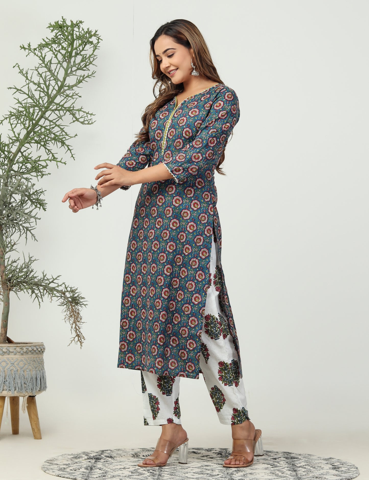 Ethnic beza 2piece suit (Blue)