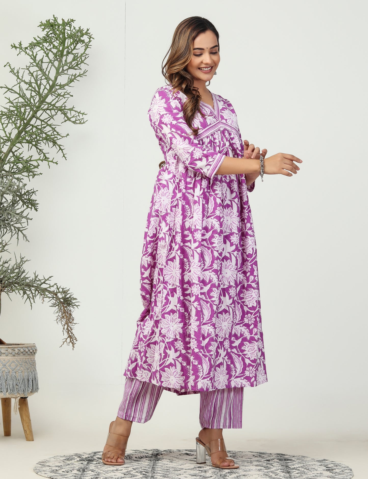 Purple Aliya Cut in floral print