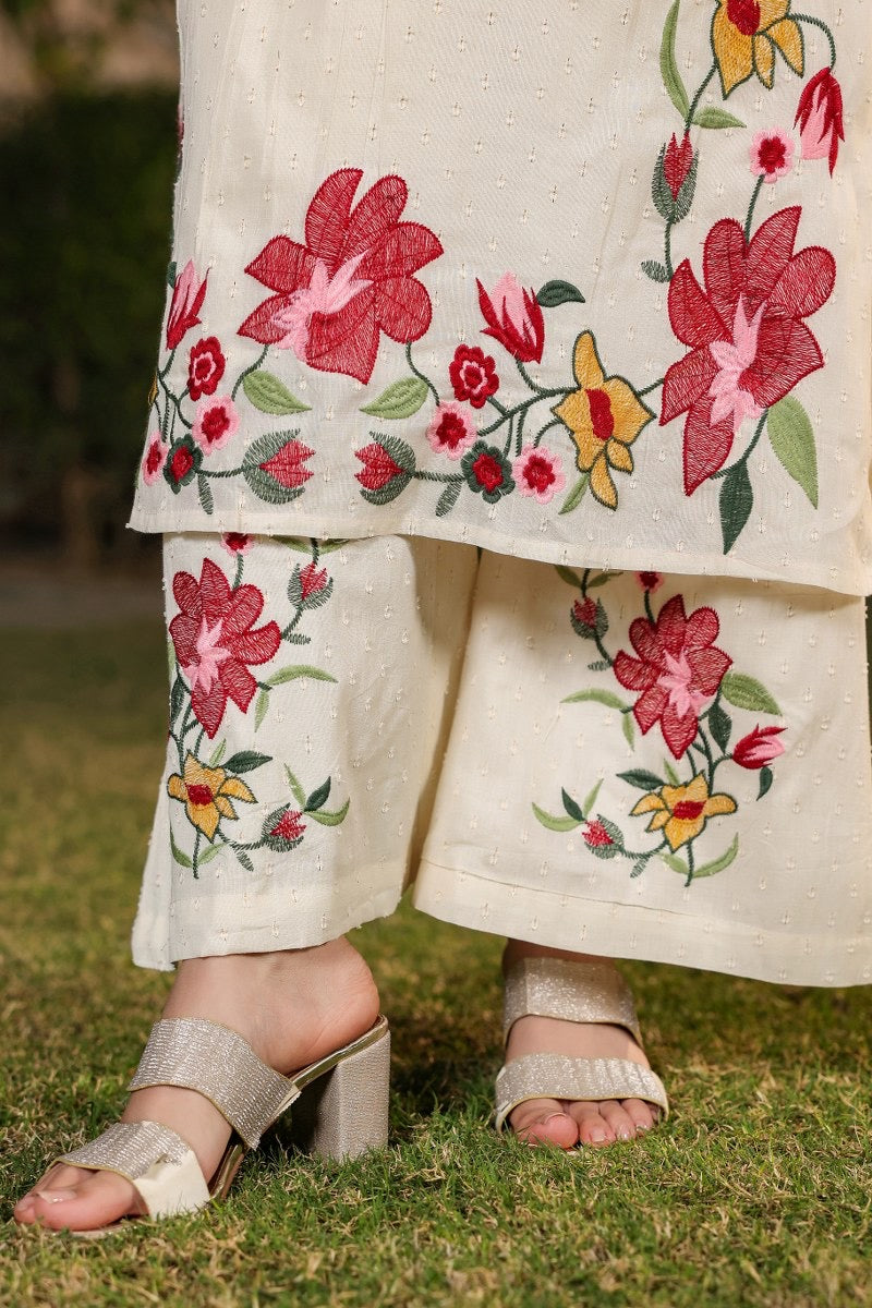 Vedika Cotton Fooral Embroidered Suit Set